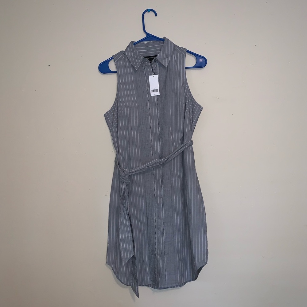 Banana Republic Navy and White Striped Shirt Dress